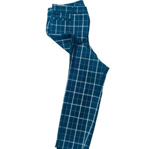 Classic Banana Republic Navy Blue Plaid Stripe Slacks/Pants